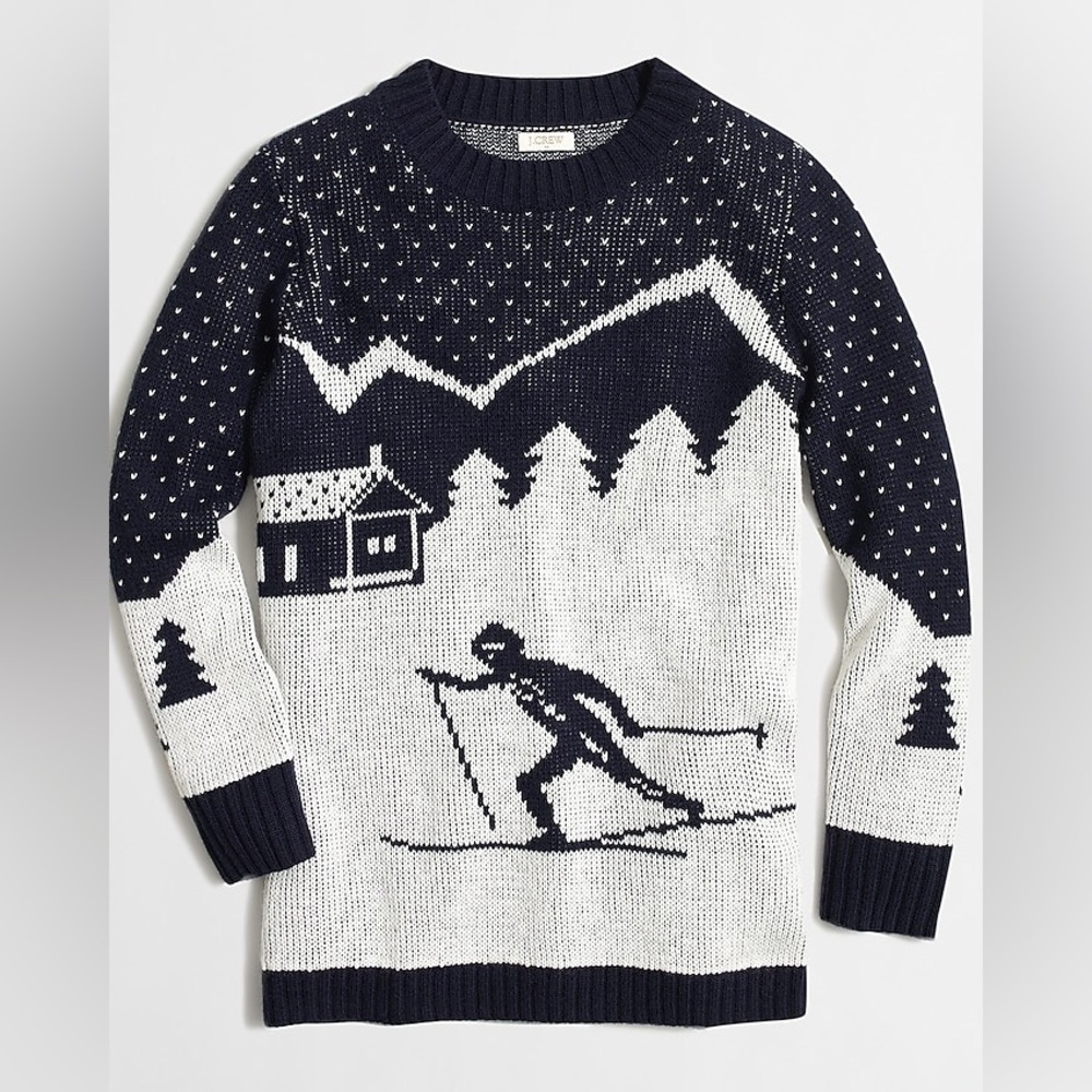 J.Crew Alps Skiing Winter Merino Wool Sweater stop